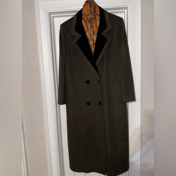 HOLLY DEB, BROWN, 100% WOOL, MEN’S DOUBLE-BREASTED DESIGNER OVERCOAT     Size: L - Picture 1 of 11
